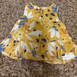 Tommy Bahama Tropical Print Sun Dress 6-9 Months Yellow Textured Cotton Lined